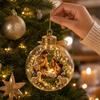 Battery Operated 3D Glowing Christmas Ball Ornament, Hanging Holiday Tree Decoration for Christmas Party and Gift Giving