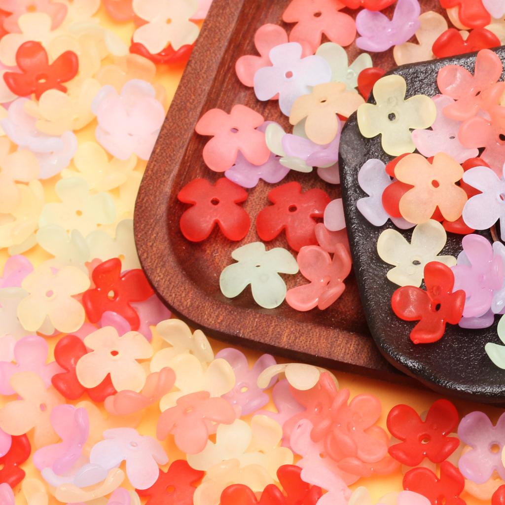 500g cca 1500ks květinové DIY šperky doplňky teplé barvy 15mm korálky květinka nádoba matné módní ručně vyráběné materiály