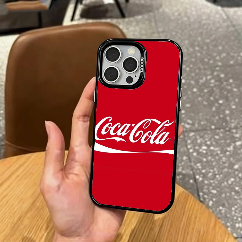 Hot C-Coca D-Drinks C-Cola Phone Case For iPhone17,16,15,14,13,12,11 Plus,Pro Max Colored Silver Plated Inside Cover