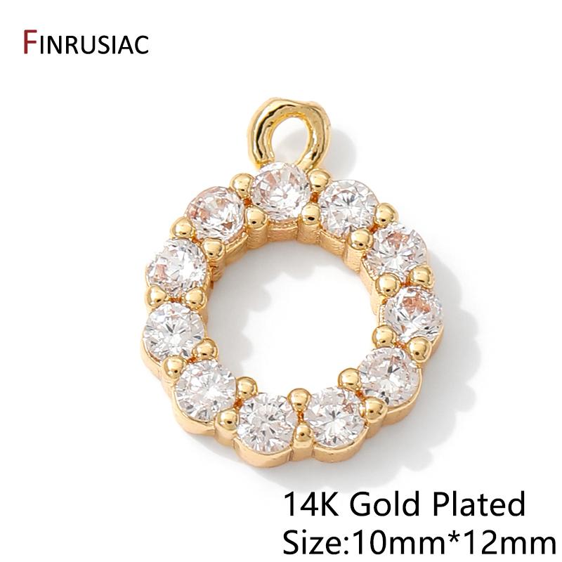 

14K Gold Plated Brass Round Zircon Charms Pendants for Necklace Earrings Making Findings,DIY Craft Jewelry Bracelet Accessories 2 pieces