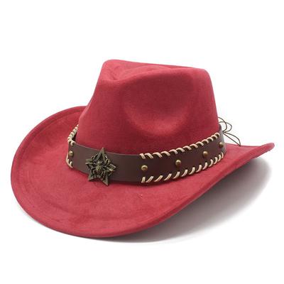 European And American Ethnic Style Top Hat, Suede, Upturned Cowboy Hat, Men'S And Women'S Hats, Men'S And Women'S Curled Brim Hats