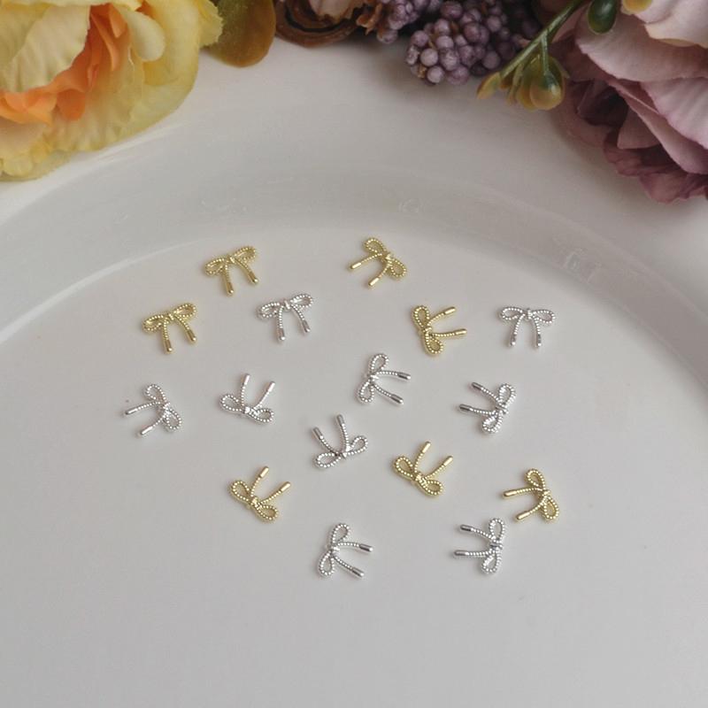 Oro Argento Fiori Accessori Manicure Unghie Unghie Gioielli Nail Art Fiocco Decorazioni Unghie Punte per Nail Art 3D