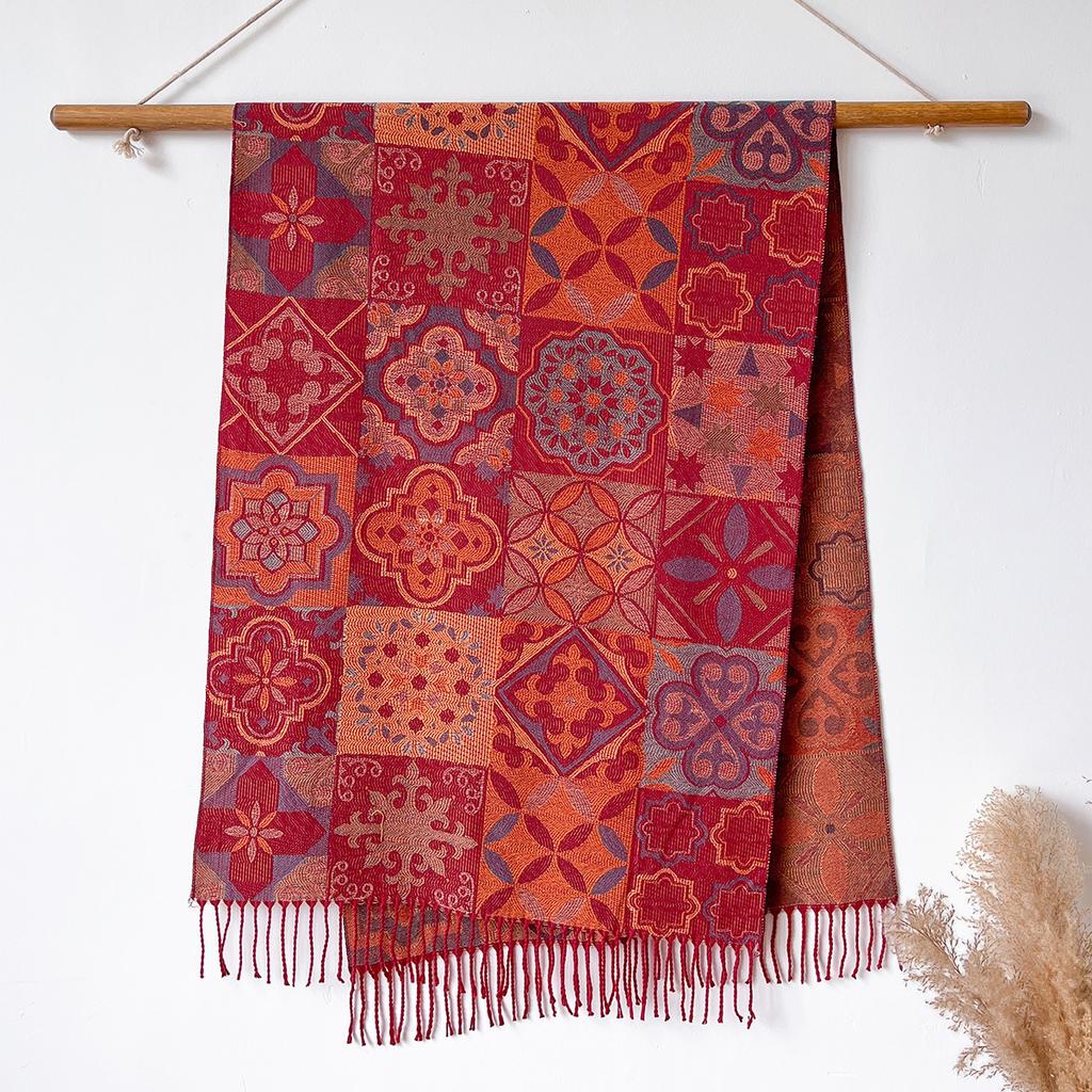 Winter Shape Jacquard Scarf High-end Thick Fringed Scarf Temperament Versatile Imitation Cashmere Warm Shawl