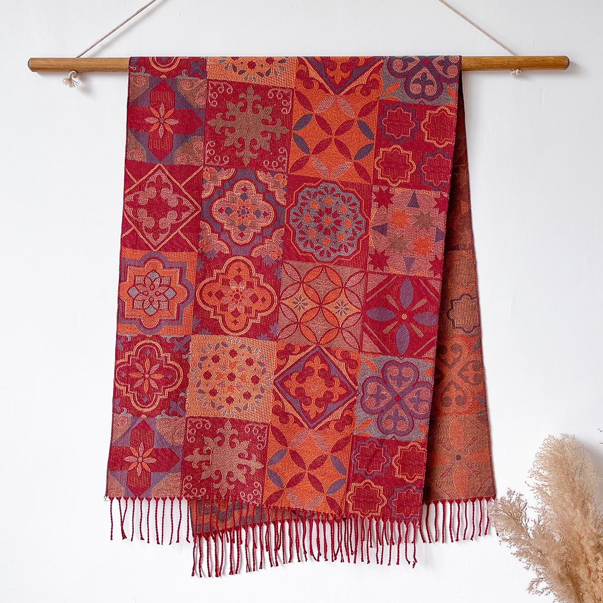 

Winter shape jacquard scarf high-end thick fringed scarf temperament versatile imitation cashmere warm shawl 200x65cm