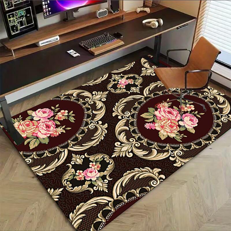 1PC Floral Pattern Extra Large Non Slip Floor Carpet, Office, Family, Bedroom, Studio Large Area Rug Indoor Rugs, , Vibrant Colors