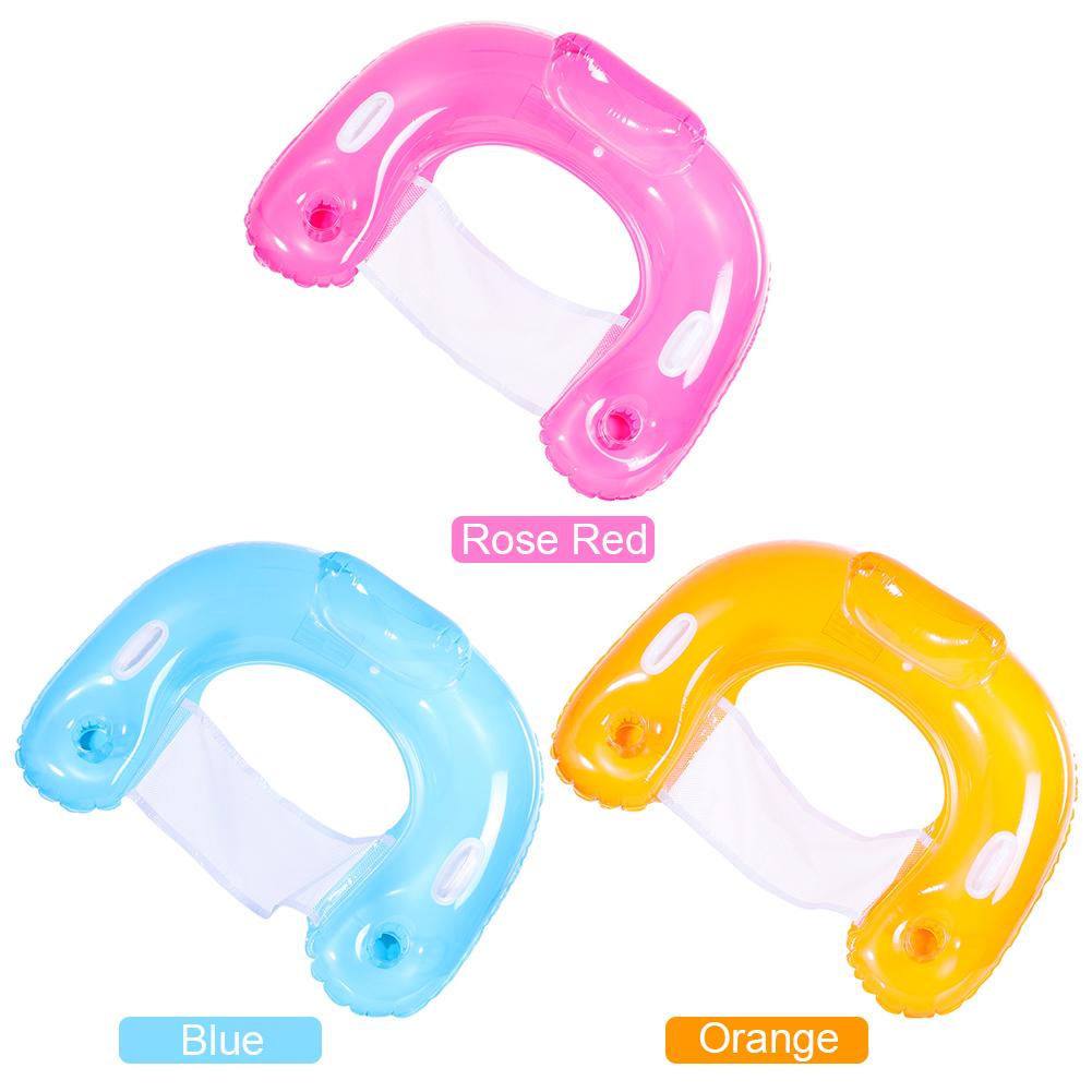 Pool Floaties with Cup Holders and Handles Floating Pool Chair Pool Raft for Adults Swimming Pool Party Summer Water Fun