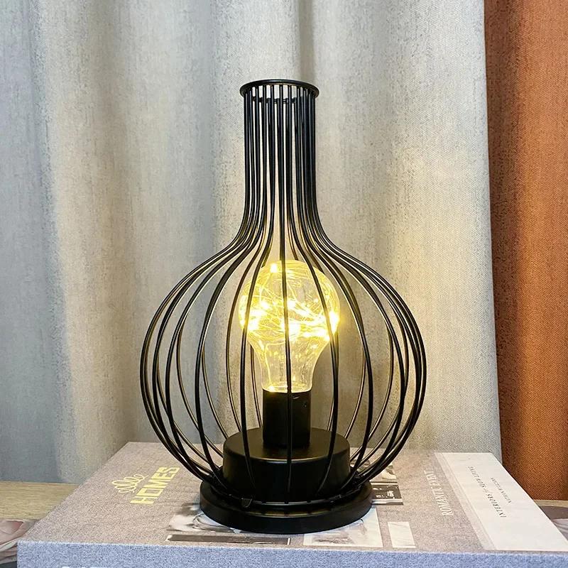 1PC Creative Night LampNordic Wind LED Iron Glass Red Bottle For Room Bedroom Living Room Bedside Table Lamp  Decorative Lights