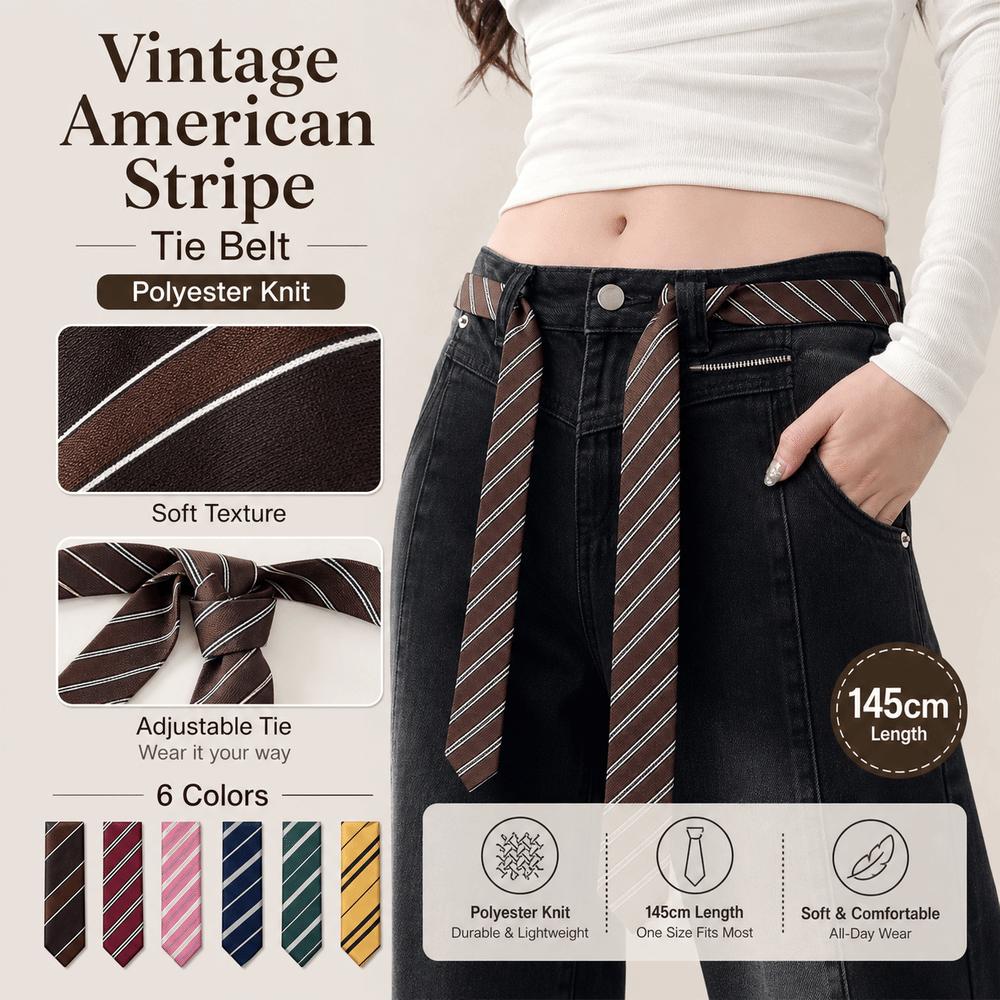 Polyester Waist Tie Belt Striped Necktie Scarf New Neck Tie  Casual Wear