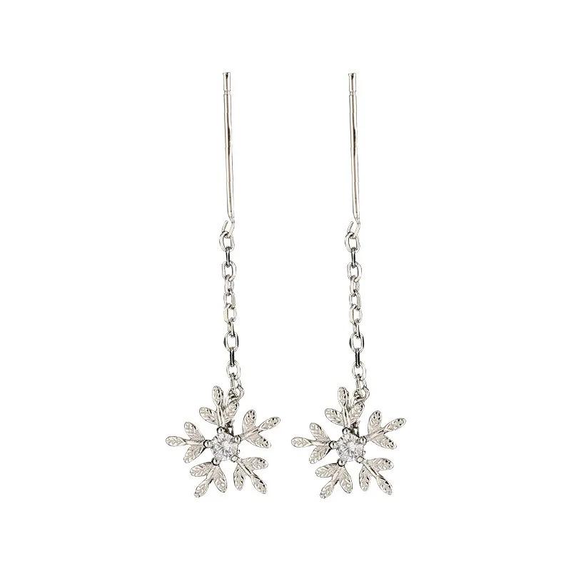 Yanyu Exquisite Snowflake Threader Earrings Women Design Niche Fashion Versatile Ear Rings Elegant Ear Jewelry Stylish Daily