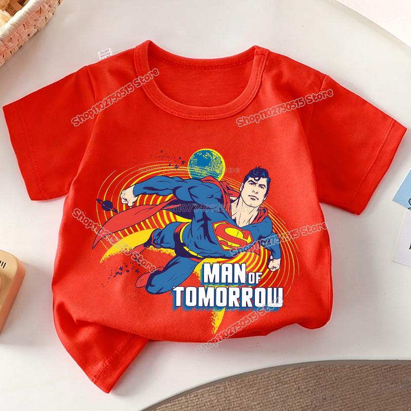 Anime Super Man Summer T Shirt Supermans Short Sleeve Tee Cartoon Print Boy Girl Clothes O Neck Casual Children Cotton Tops