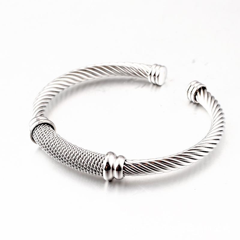2026 Open Bracelet Unisex Bracelet C Type Cable Personalized Bracelet Geometric Lines