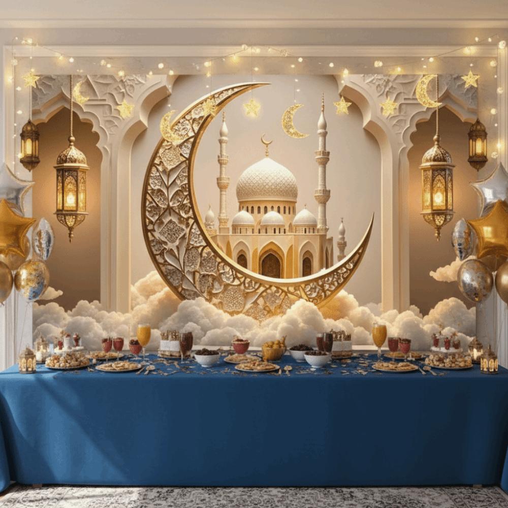 Elegant Design Ramadhan Mural Banner Durable Material Photography Background Cloth  Room Decoration