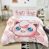 Next Day Shipping P0kem0n Jigglypuff Print Pink Bedding Set 3PC 1 Duvet Cover 2 Pillowcases Adult Kids Bedding Set Comforter Set