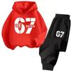 67 Chic Children's Hoodies Set 4-13Y Korean Streetwear Block Tracksuit Fashion Comfortable Kids Sweatshirt 2 Pcs Sets Pant Suit
