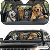 Funny Husky & Golden Retriever Sun Visor Car Windshield Sunshade UV Protection Reflective Foldable Heat Insulation Cover