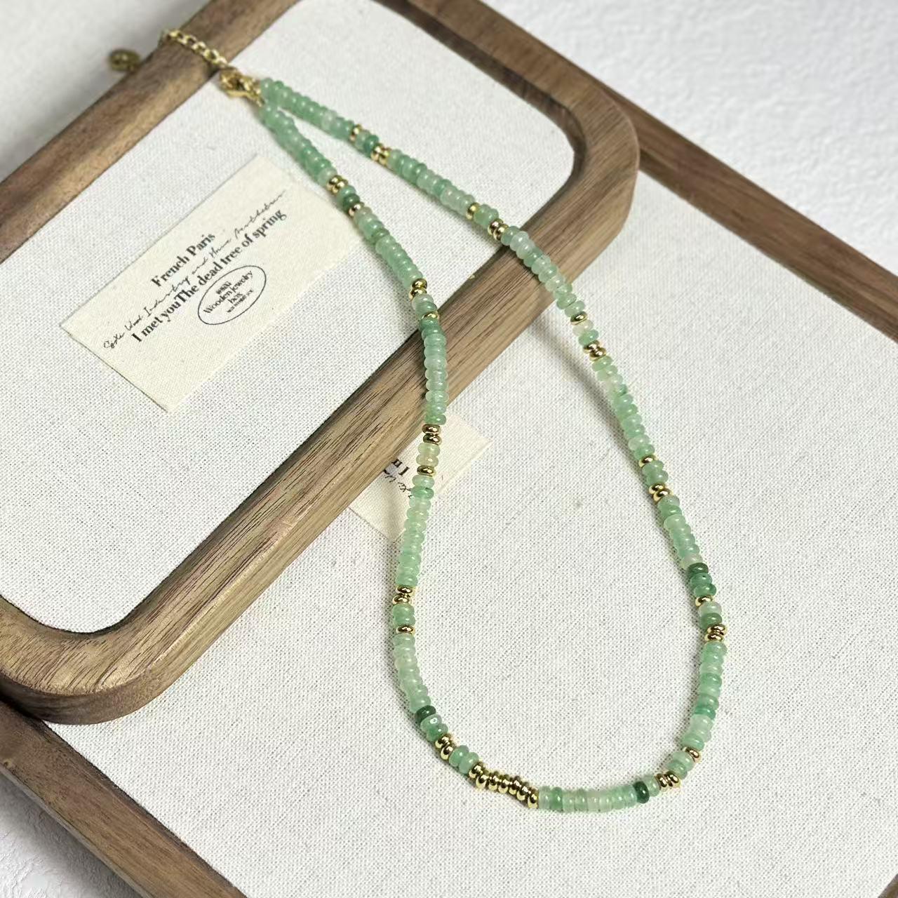 Европейский и американский легкий люкс Малахит и Донглин Бусы Ожерелье для женщин - Натуральный камень Многослойная Ретро Цепочка на ключицу