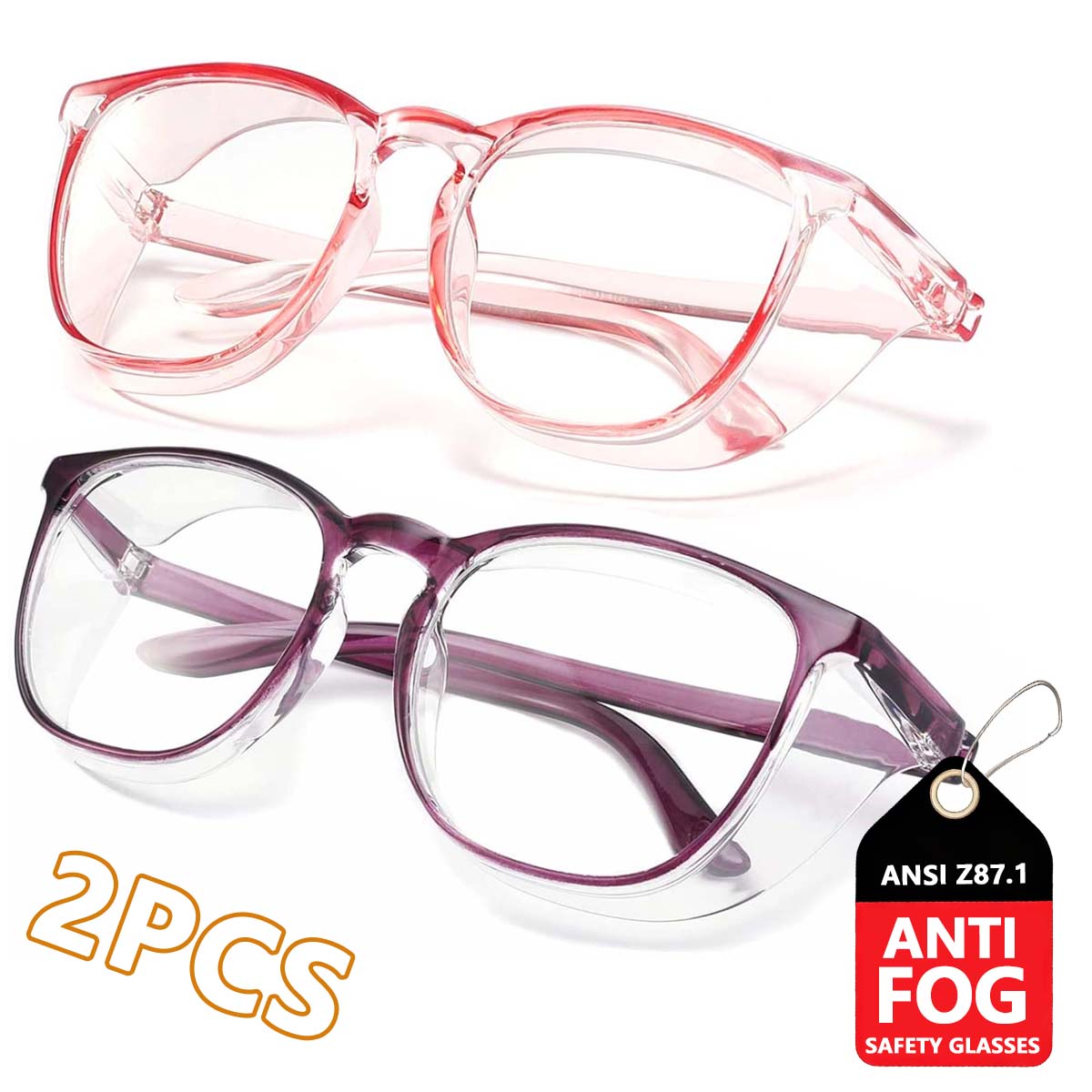 

Anti Pollen Safety Glasses Square Anti Fog Blue Light Blocking Glasses with Side Shields for School Daily Life &Perfect Gift HM9