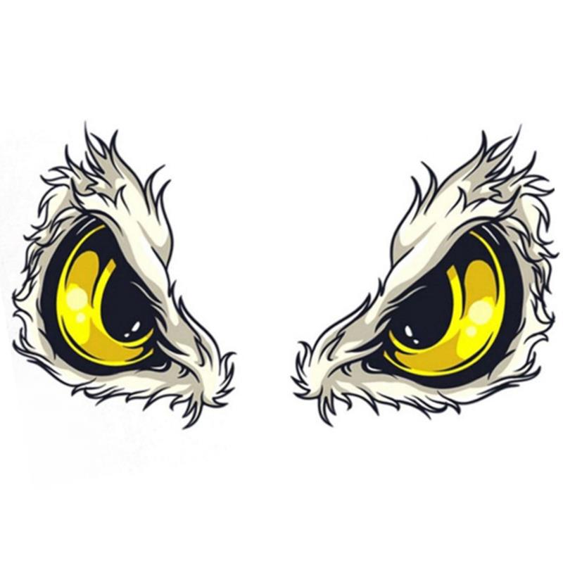 2PCS Motorcycle 3D Stereo Reflective Cat Eyes Sticker Creative Rearview Mirror Decal for Motorbike Car Auto Decoration Stickers