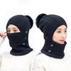Wool Knitted Women Wool Knitted Hat Thick Face Warmer Pompoms Cap Windproof Winter Ski Hat