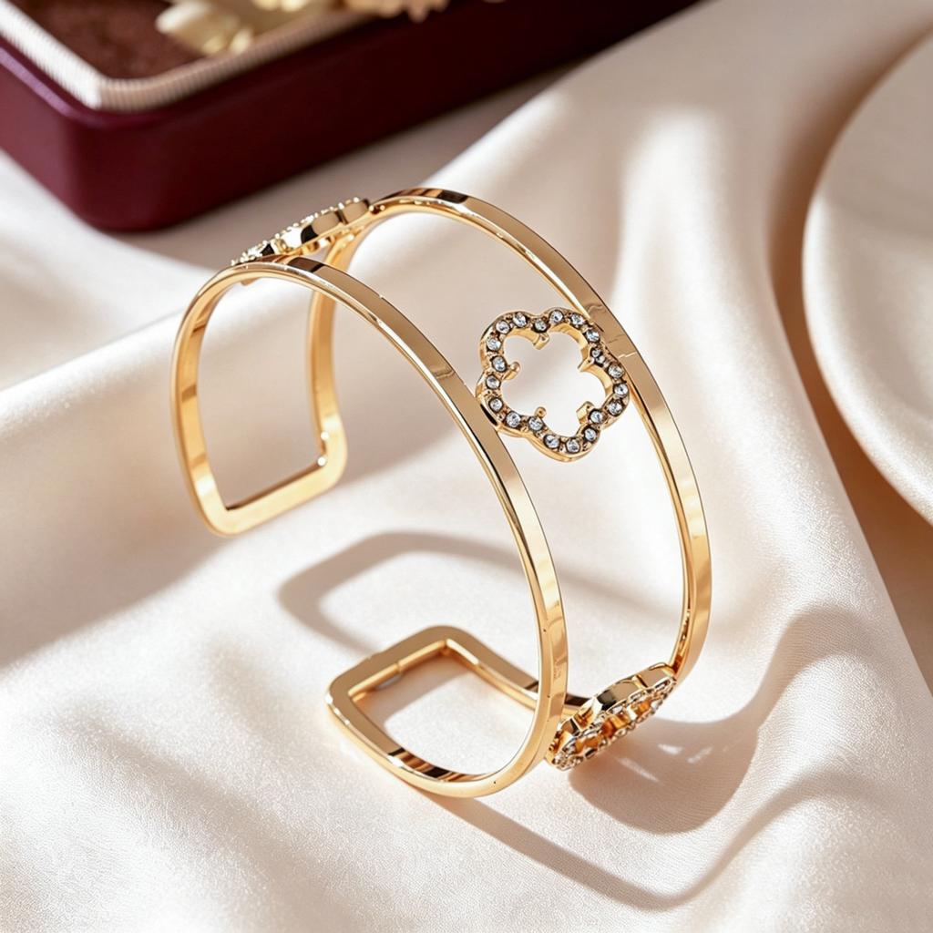 Delicate Five-Petal Flower Full Paved Zircon Bracelet European Niche Light Luxury All-Match Temperament Ladies Daily Wrist Jewelry