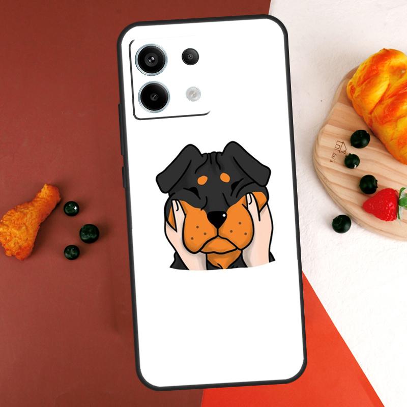 Cartoon Rottweiler Dog Case For Xiaomi Redmi Note 13 14 Pro 9 10 11 12 Pro 10S 11S 12S Redmi 13C 10C 12C 14C Coque