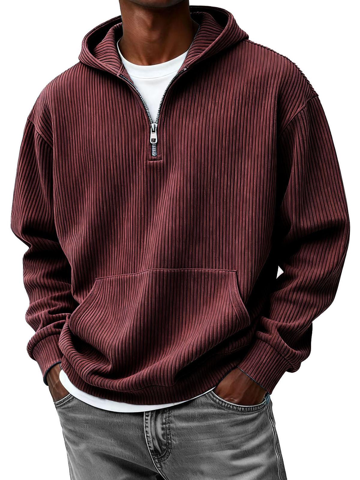 

Men s Autumn/Winter Striped Hooded Half-Zip Sweatshirt Triple Extra Large