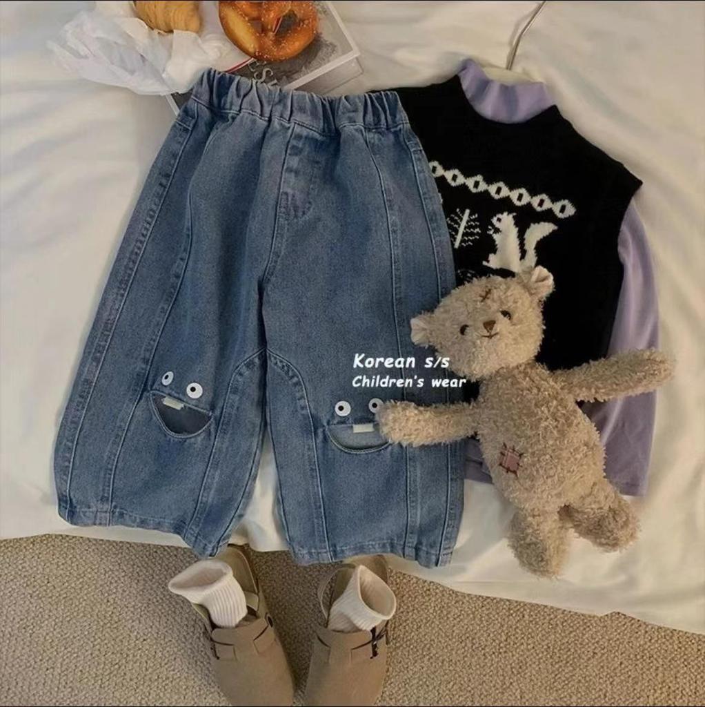 Kids' Cartoon Jeans: Stylish 2024 Spring & Summer Casual Pants for Boys & Girls