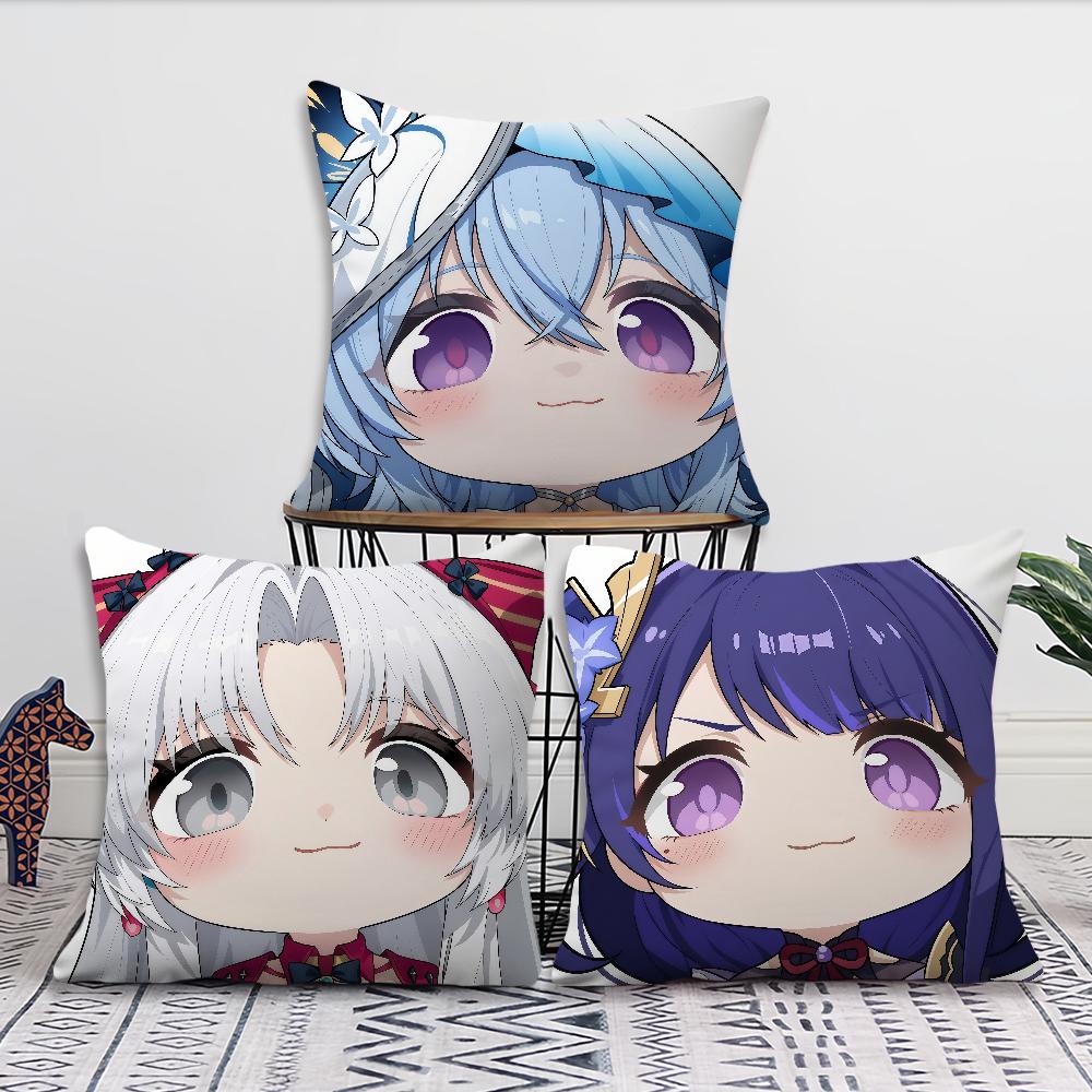 Spiel Wuthering Waves Chibi-Gesicht Mavuika Kissenbezug weicher Kissenbezug für Sofa Wohnzimmer Homeoffice Dekor Schutzhüllen