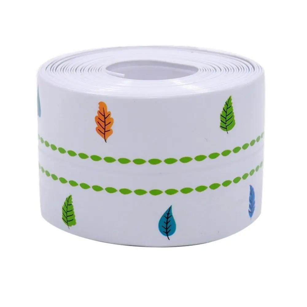 Fashion Anti Mold Kitchen Sink Waterproof Tape Seal Gap Self Edge Sink Corner Tape Self Adhesive Printed Stickers Wall Corner