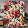 2-delat set med högupplöst digitaltryckt gardinvintage blommiga rosor rosa röd grön stångficka gardintygHemdekorati