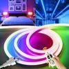 100V - Newly Developed EL Fluorescent Tube LED Strip Light, 120SMDM, Waterproof, RGB 16 Color Conversion, No Wiring Required, Plug and Play,