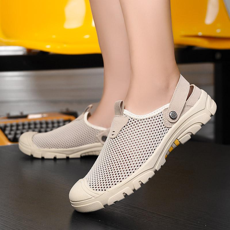 Summer Trend New Men Air Mesh Breathable Half Slippers Driving Shoes Casual Mules Moccasins Breathable Loafers Zapatos Hombre