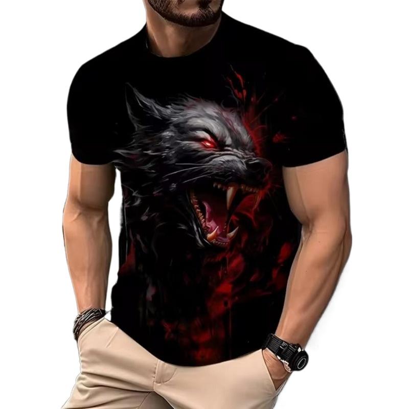 3D Lion Print Graphic T Shirts Short Sleeve Tee Men's Clothing O-Neck Animal Print Mens Clothing T-shirts for Men Street Tops