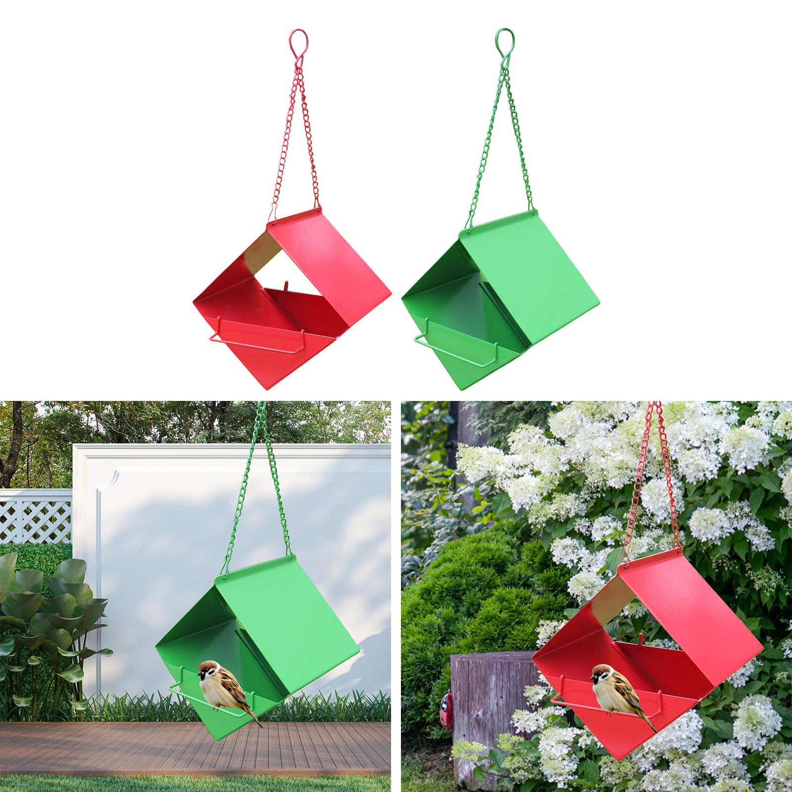 

Outside Hanging Bird Feeder Functional for Blue Jay Sparrows with Iron Chain зелёный