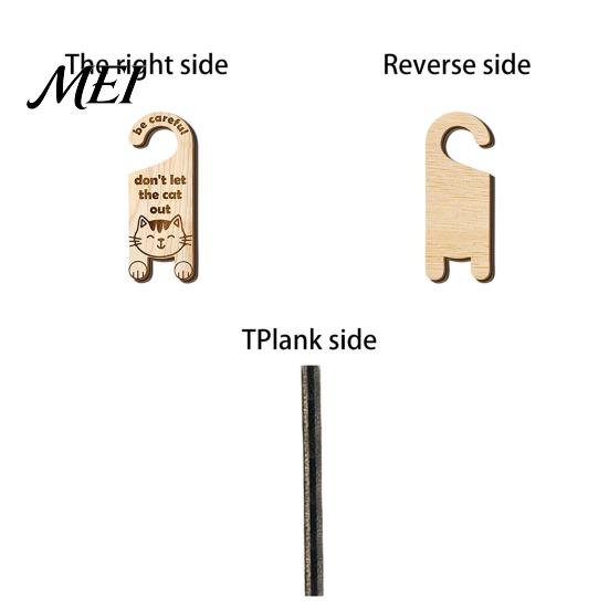 Anti Lost Pet Door Plaque Cat Warning Handle Sign, Wooden Cartoon Hanging Reminder, Safety Tag Knob Hanger, for Bedroom And Entryway Doors Decorative