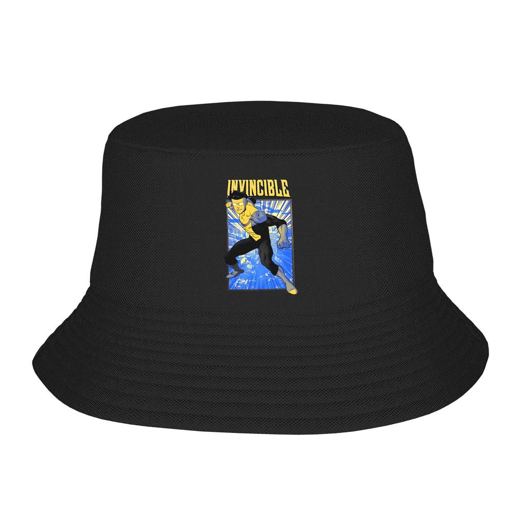 Invincible OmniUnisex Black and White Bucket Hat Beach Hatwear Accessories Fishing Hat for Girl Boonie Hat Lightweight