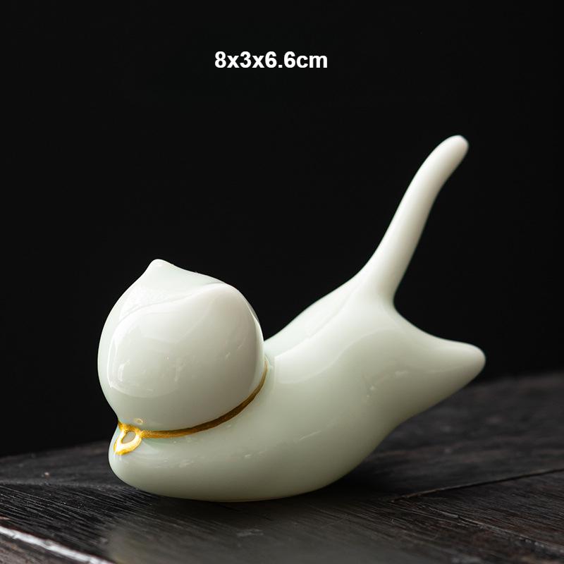 1PCS Cute Cat Ceramic Incense Burners Mini Incense Stick Holder Tea Pet Home Decoration with Mats Tea Ceremony For Buddhist Hall