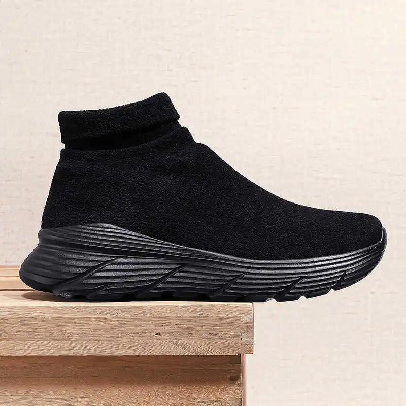 Plush Rubber Sole Fashion Man Shoes High Top Sneakers Men Outdoor Boots Sport Special Trendy Zapato Leisure Excercise Sapa