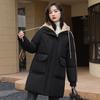 Womens Warm Puffer Coat With Hooded Design Loose Fit Mid-Length Winter Jacket Cotton-Padded Outerwear