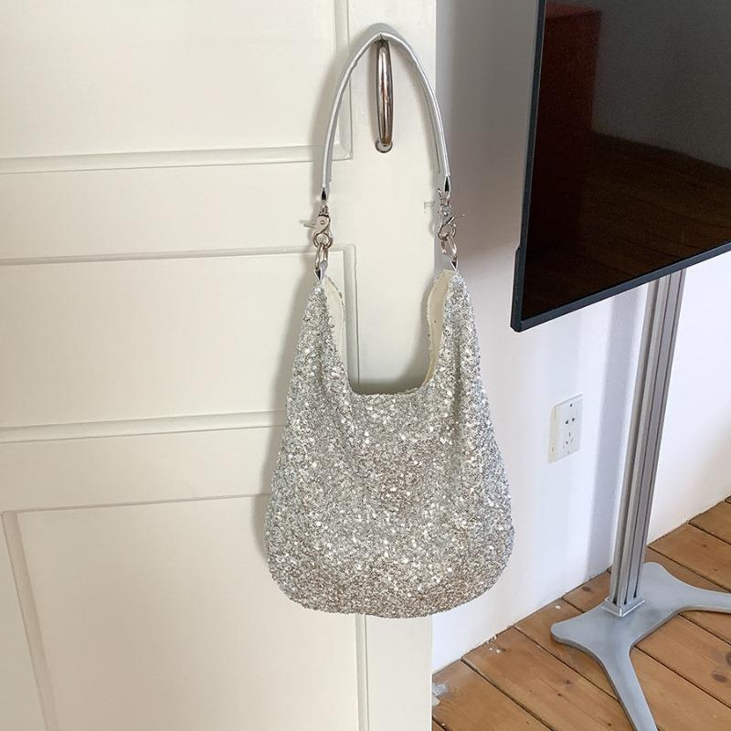 New Shoulder Bag Women's Commute Wind Tote Bag Large Capacity Women's Leisure Temperament Sequin Bag