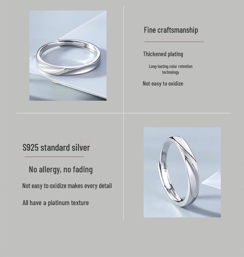 S925 Sterling Silver 'Close To Me' Couple Rings - Luxurious Silver Rings for Birthdays, Proposals, and Anniversaries