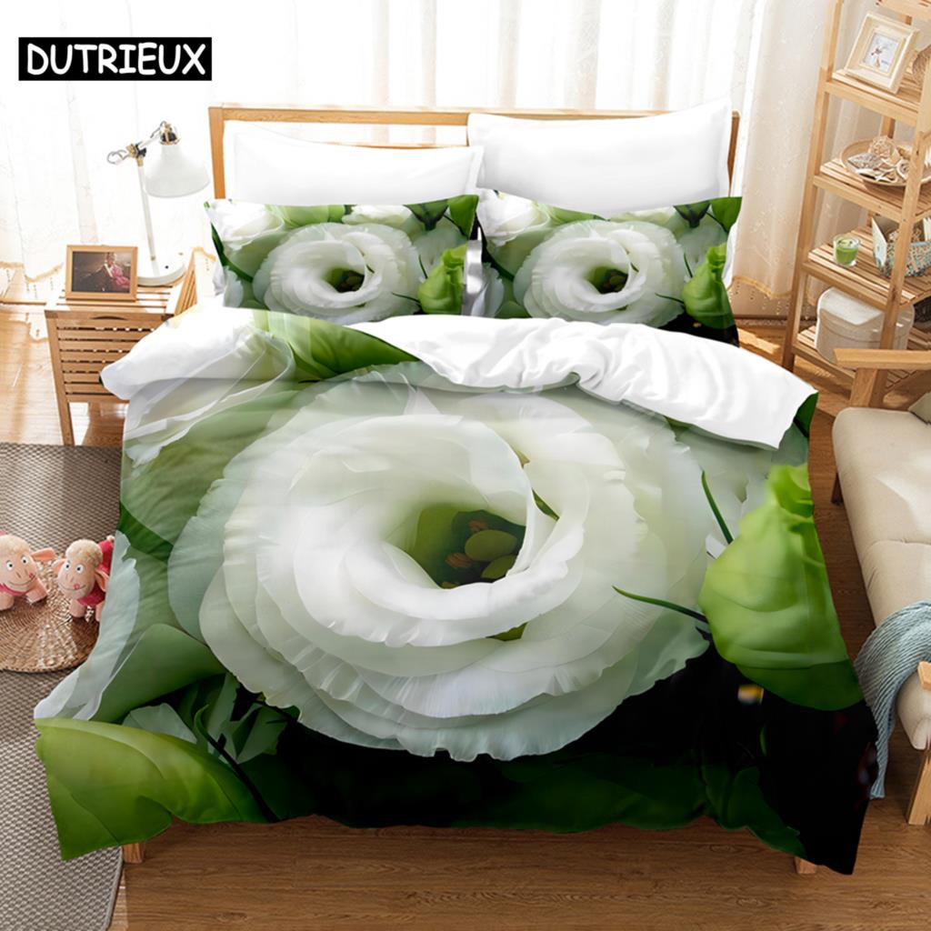 

Comforter Green Rose Flower Comforter S Queen Size Bedding Set 3Pcs 2Pcs For Single Double Bed Full Twin Comforter (quilt)-EU Single(135*200cm)3pcs