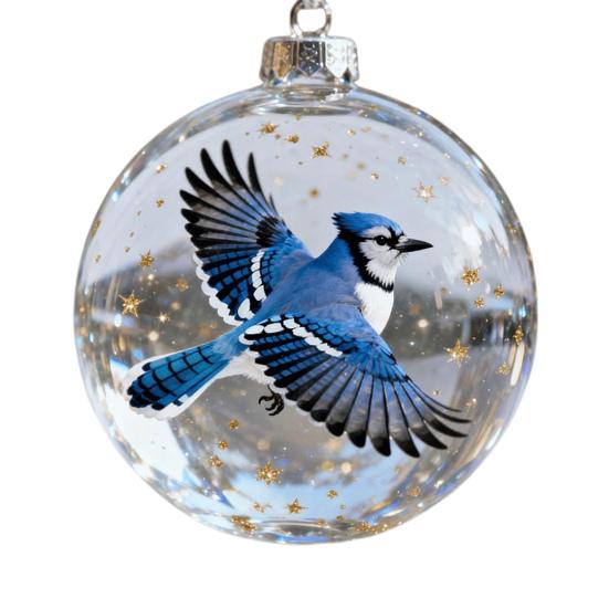 Nature's Birds Crystal Glass Ornament Clear Plastic Bird Christmas Ball Ornament Xmas Tree Memorial Gifts for Holiday Indoor Home Decor