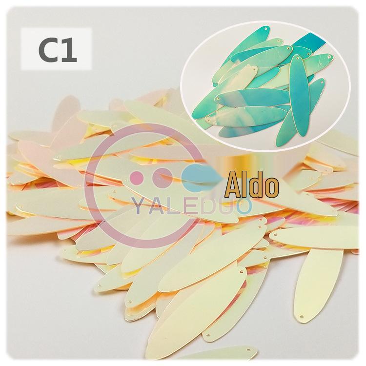 10x40mm Iridescent Gold Oval Double-Pointed Sequins for DIY Earring and Apparel Accessories