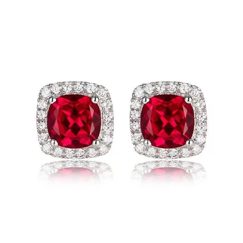 Elegant Korean Style Square Diamond Earrings for Women - S925 Silver Needle