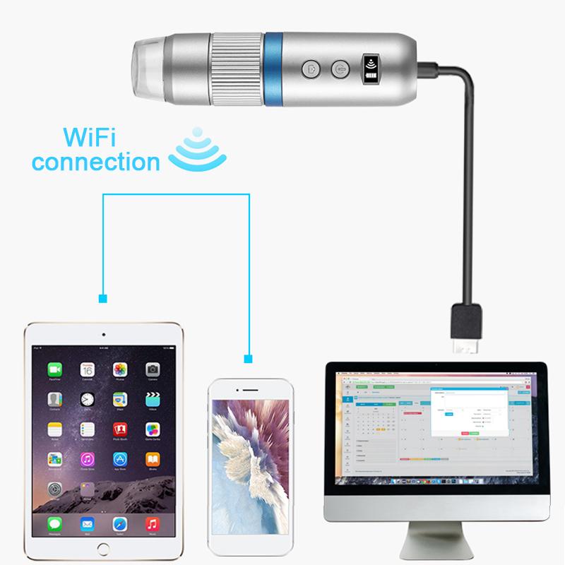 Microscope Digital WiFi USB Digital Handheld Microscopes Camera with Adjustable Metal Stand for iPhone Android Phone Mac PC