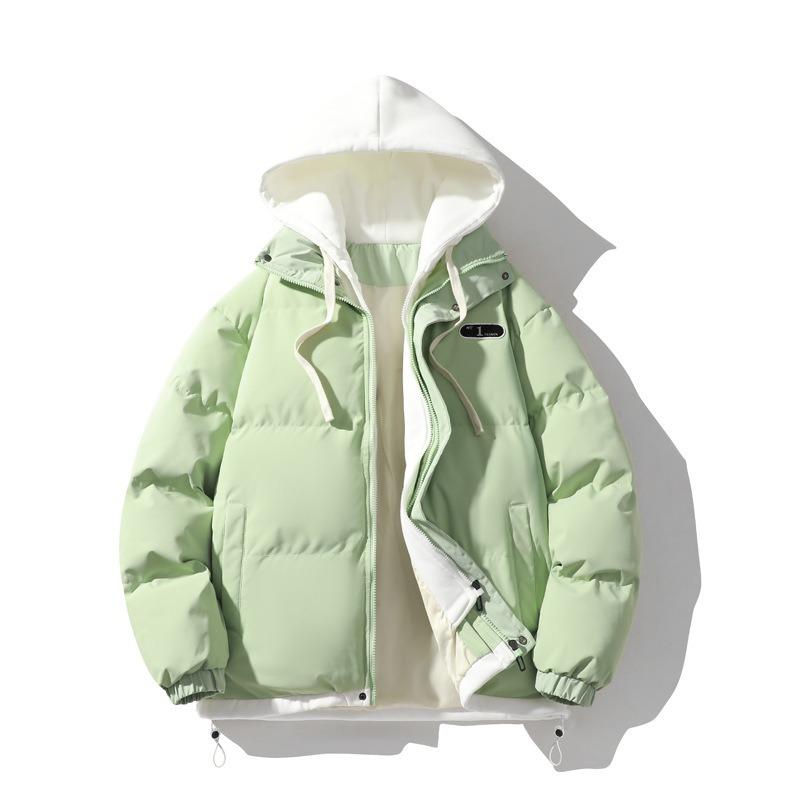 

Мужская зимняя свободная повседневная теплая куртка с капюшоном из хлопка, модная куртка из хлопка, имитирующая костюм-двойку 3XL светло-зеленый