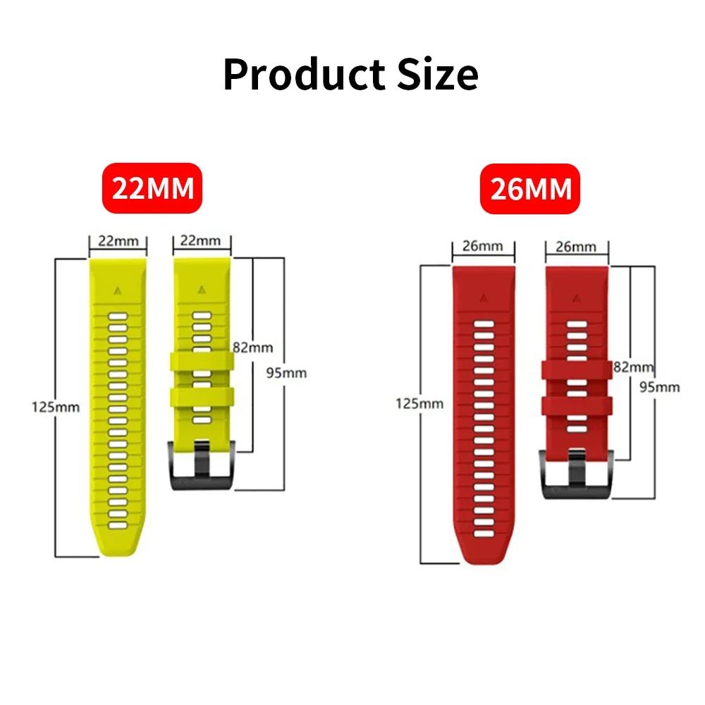 QuickFit 22mm 26mm Silicone Two Tone Strap For Garmin Fenix 7X 7 6X Pro 5X Plus Epix Pro Gen 2 47mm 51mm//TACTIX 7Pro Watchband