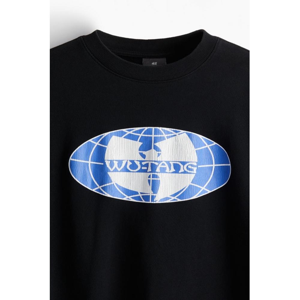 H M Oversized Fit Print sweatsHirt Black Wu Tang Clan