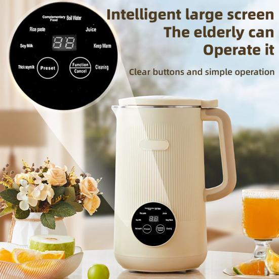 Soy Milk Machine 8-in-1 Function Humanized Touch Screen Food Grade Nut Milk Extractor Multifunctional Juice Maker